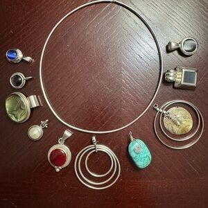 Hard choker necklace (16”) with 10 pendants